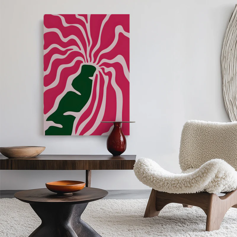 Pink Sunburst Flower Canvas - Image 2